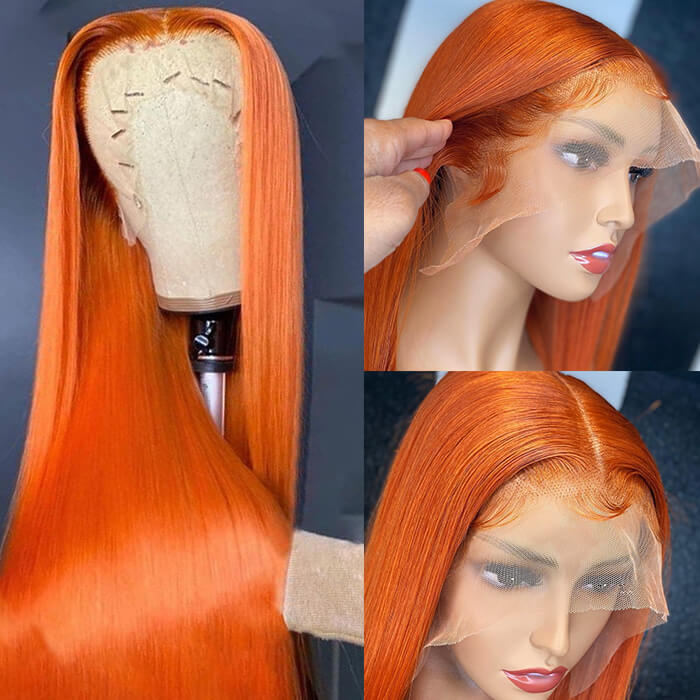 Ginger Color 5x5 Lace Closure Wig Straight Hd Lace Human Hair Wig Pre Subella Hair 