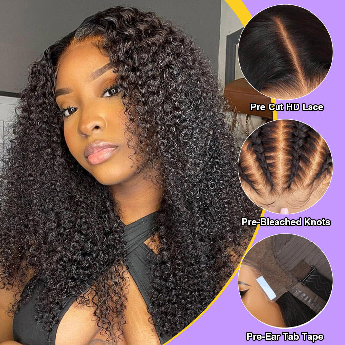 13x4 13x6 Pre Cut Lace Frontal Real Ear To Ear Curly/Water Wave Glueless Pre All Wig