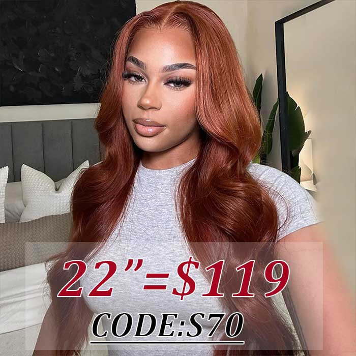 Subella 8x5 HD Lace Put On And Go Glueless Wigs Reddish Brown Body Wave Pre-Cut Lace Wigs
