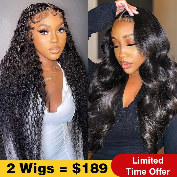 2Wigs $189 | 8x5 Deep Parting Glueless Body Wave & Water Wave Pre Cut HD Lace Wig Flash Sale