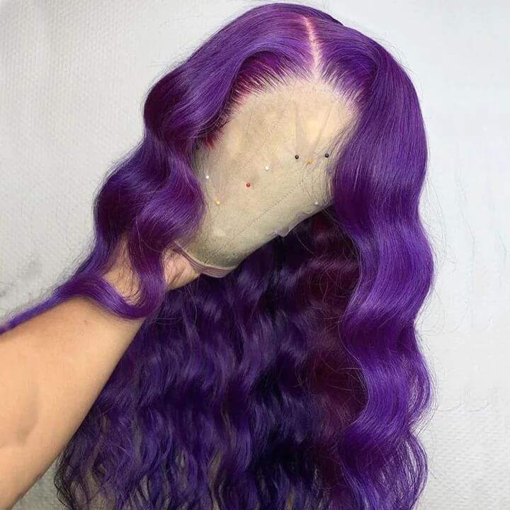 Purple Wigs 13x4 HD Transparent Lace Front Body Wave Wigs