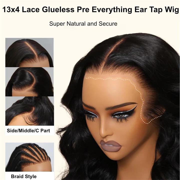 Upgrade Put On And Go 8×5/13x4 Glueless Lace Wig Pre-cut Lace Body Wave HD Lace Closure Wig Beginnger Friendly