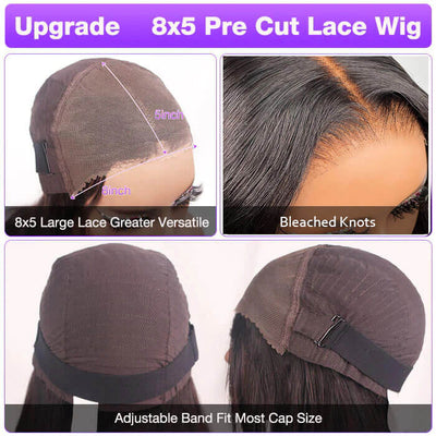 8*5 Pre Cut HD Lace Closure Wigs Kinky Curly Glueless Put On And Go Wig Pre Bleached Knots