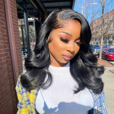Deep Side Part Human Hair Lace Wig Body Wave HD Lace Front Wigs With Adjustable Strap