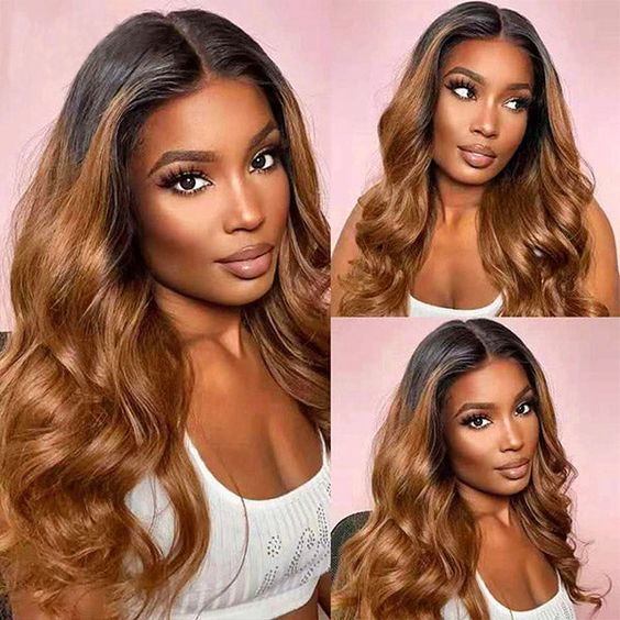 Ombre 1B30 Body Wave Human Hair 3 Bundles With 4x4 Lace Closure