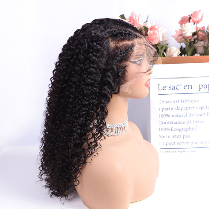 Pre Braiding Hairstyle Curly 180% Density 13x4 Lace Front Wig Braide Human Hair Wigs