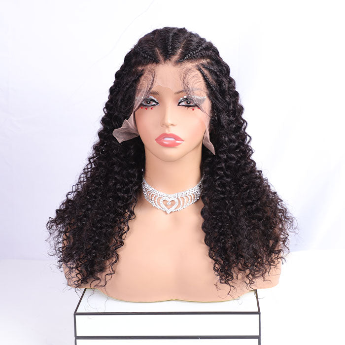 Pre Braiding Hairstyle Curly 180% Density 13x4 Lace Front Wig Braide Human Hair Wigs