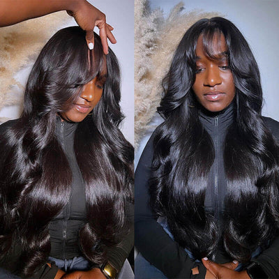 Curtain Air Bangs Body Wave Human Hair Wigs 13x4 /4x4 Lace Wig/ Full Machinemade Wig Available
