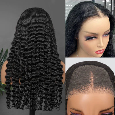 7X5 Pre Cut Wigs Glueless Deep Wave Human Hair Wigs HD Lace Closure Wigs