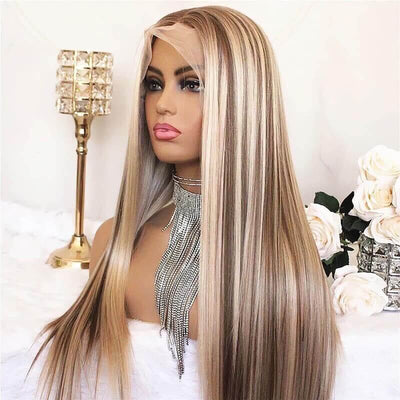 Highlight #P18/613 Ash Blonde Human Hair Wigs Body Wave Wigs Blonde Hair With Highlights