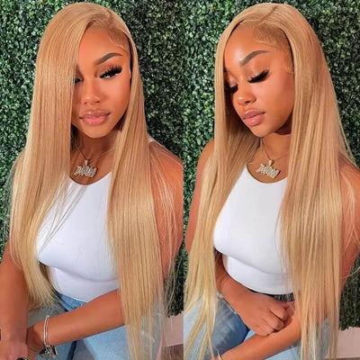 #27 Honey Blonde Straight/Body Wave Upgrade 8x5 Pre Cut HD Lace Put On And Go Glueless Human Hair Wigs