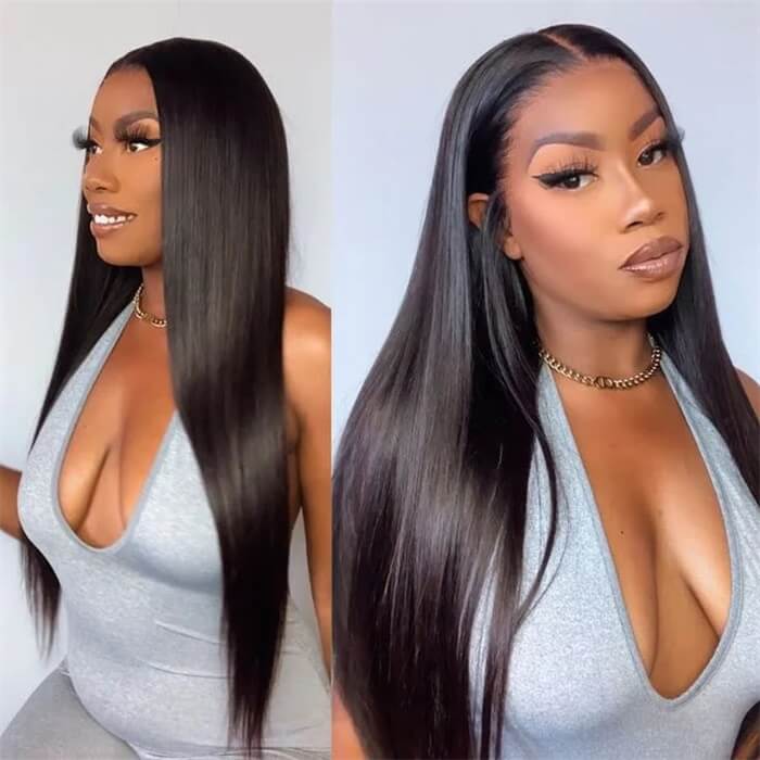 7X5 Pre Cut HD Lace Closure Wigs Deep Part Glueless Straight Human Hair Wigs Put On And Go