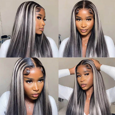 Subella Blonde Highlights HD Lace Front Wigs 13x4/13x6 Glueless Wigs Black Wig with #613 Blonde Highlight