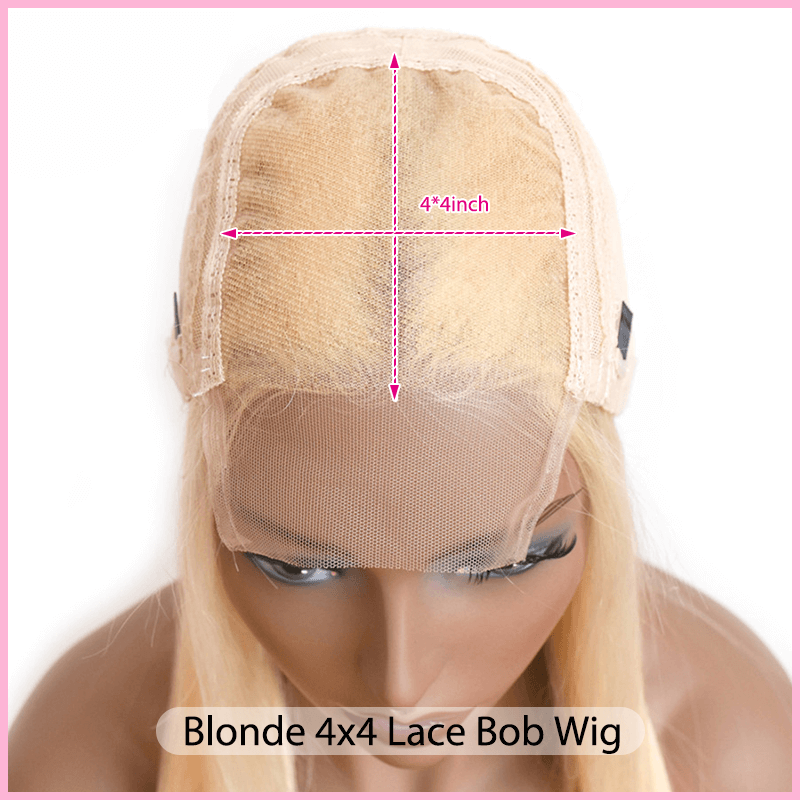 613 Blonde Transparent 4x4 Lace Closure Short Bob Wigs Straight Bob Wig