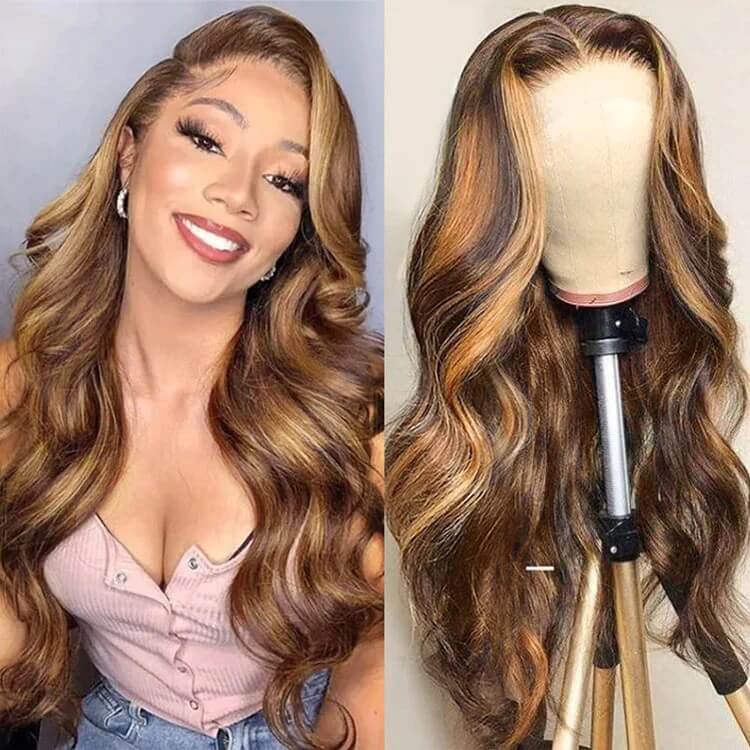 Ombre Highlight Wigs 13x4 Lace Front Wigs Human Hair Body Wave Wigs 
