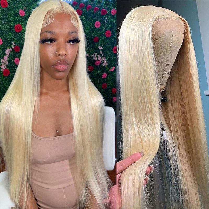 613 Honey Blonde Wigs Brazilian Straight HD Transparent 13x4 Lace Front Human Hair Wigs
