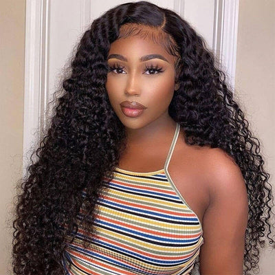 Subella  Curly Wig 100% Human Hair Swiss Lace Curly Hair 13*4 HD Transparent Lace Front Wig