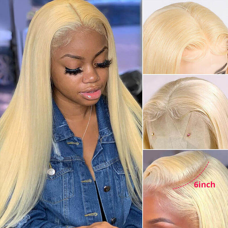 613 Blonde 13x6 HD Lace Front Human Hair Wigs Pre Plucked Straight Wig