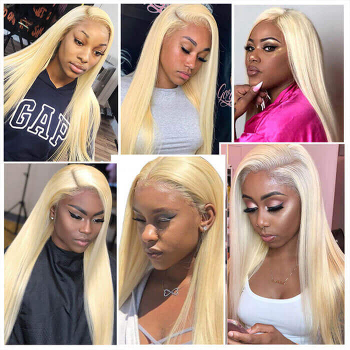 613 Blonde 13x6 HD Lace Front Human Hair Wigs Pre Plucked Straight Wig