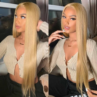 #27 Honey Blonde Straight Colored 13x4 HD Lace Frontal Wigs and 4x4 Lace Closure Wigs