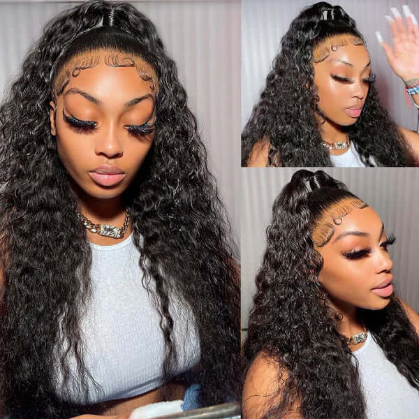 Deep Wave 360 Lace Front Wigs HD Transparent Lace Wig Wet And Wavy Human Hair