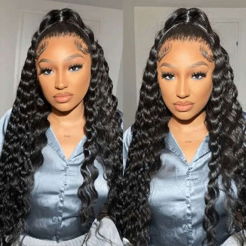 Subella Bouncy Loose Wave HD Transparent Lace Front Wigs Unprocessed Glueless Human Hair Wig