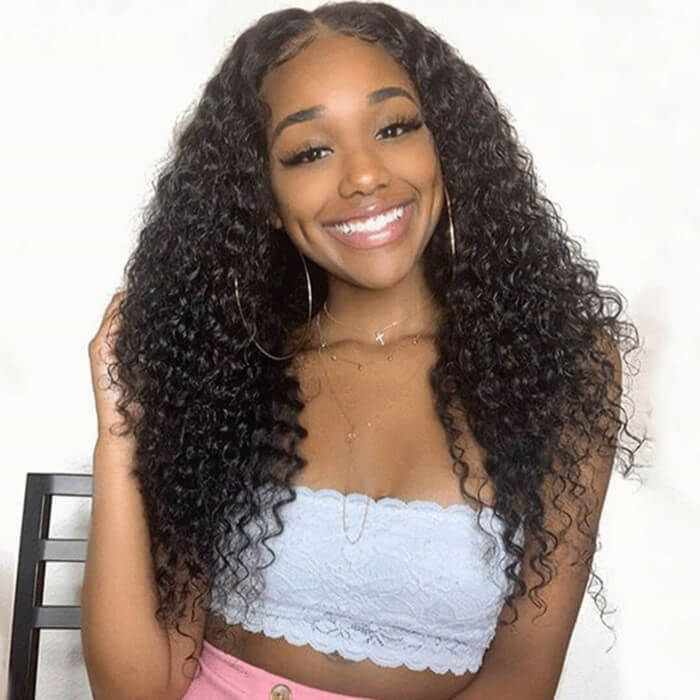 Deep Curly 360 Lace Front Wigs HD Transparent Lace Wig Wet And Wavy Human Hair