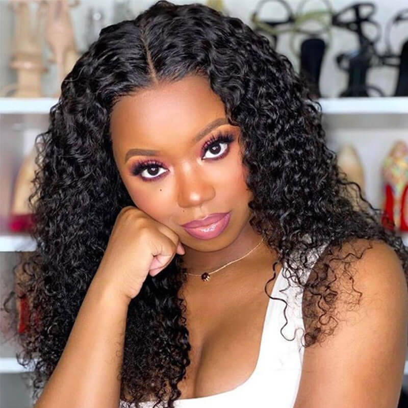 Deep Curly 360 Lace Front Wigs HD Transparent Lace Wig Wet And Wavy Human Hair