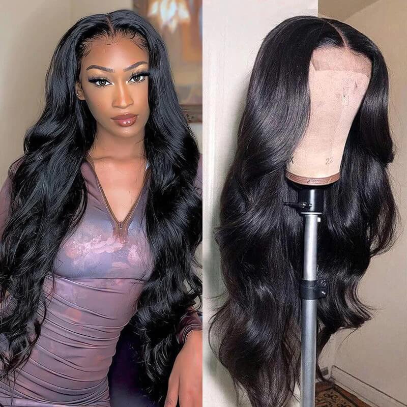 Subella Body Wave 4X4 HD Transparent Lace Closure Human Hair Wigs Free Part Lace Wig With Pre-Plucked Natural Hairline
