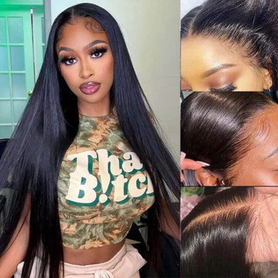 Subella Glueless Undetectable 4x4 HD Lace Closure Wigs High Density Virgin Straight Wig for Women