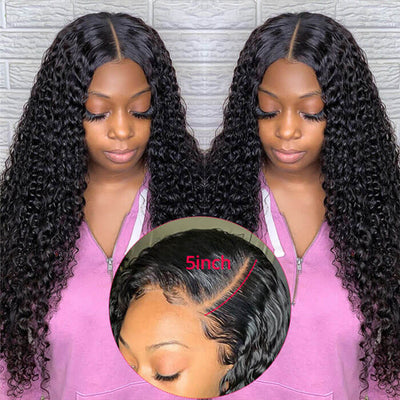 Deep Wave 5x5 HD Lace Human Hair Wigs Pre Plucked 150%/180%/220% Density Lace Closure Wig