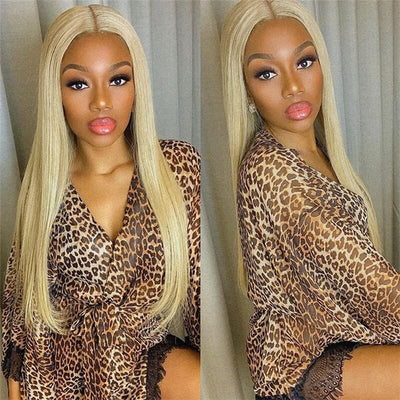 613 Blonde Wig Straight  Wig 4x4 Lace Closure Wig HD Transparent Lace Wig