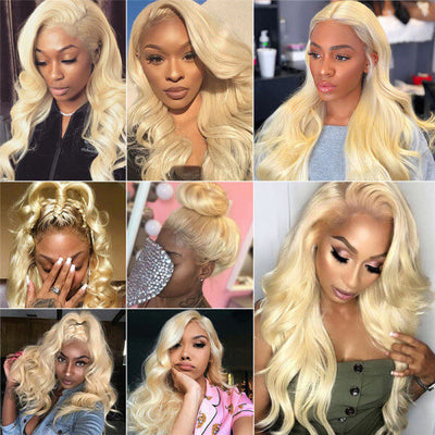 613 Blonde Wig Body Wave Wig 4x4 Lace Closure Wig HD Transparent Lace Wig