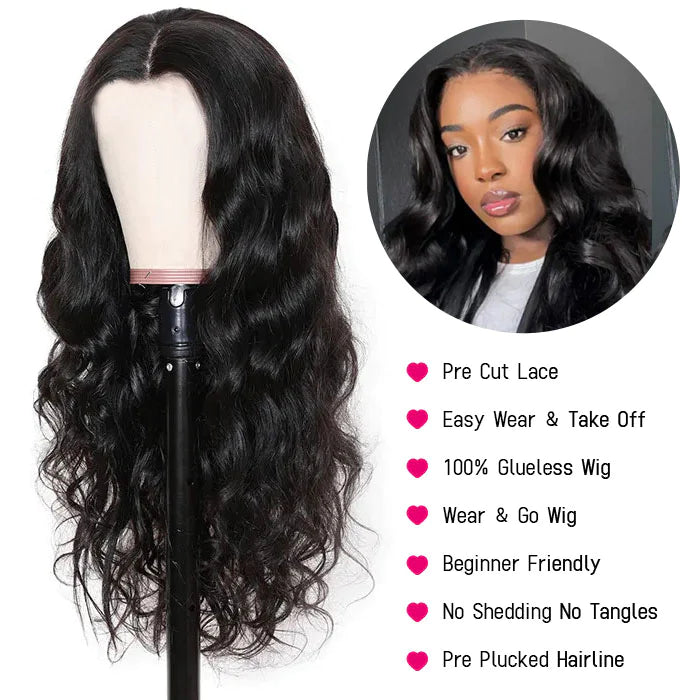 Put On And Go Glueless Lace Closure Wig Pre Cut HD Lace with Natural Hairline Beginner Friendly