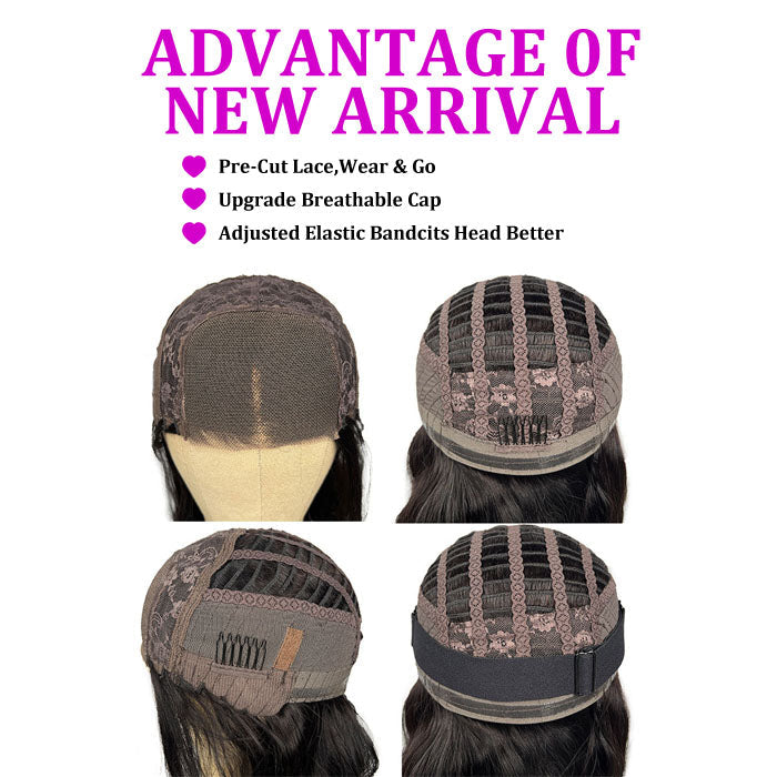 Put On And Go Pre-Cut 4x4 /13x4 HD Lace Wig Water Wave Human Hair Wig with Breathable Cap  Easy to Install