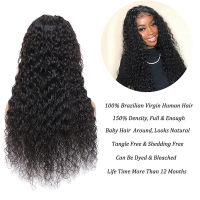 $89.9 Super Deal |  24Inch Water Wave 4x4 Transparent Lace Closure Wigs (No Code Available) Flash Sale