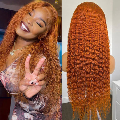 Orange Ginger Color 13x4/13x6 HD Lace Front Wigs Curly Human Hair Wig