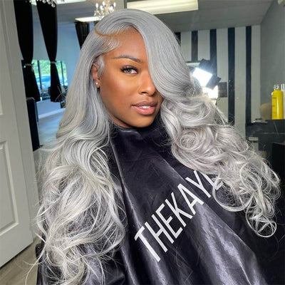 Grey Human Hair Body Wave Wig 13x4 HD Lace Frontal Wig Colored Human Hair Wigs For Women