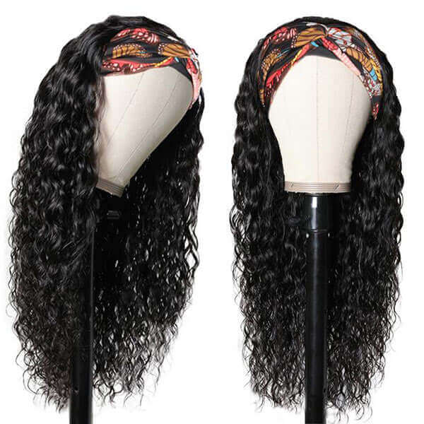Headband Wigs Water Wave Wig Glueless None Lace Wigs Natural Color
