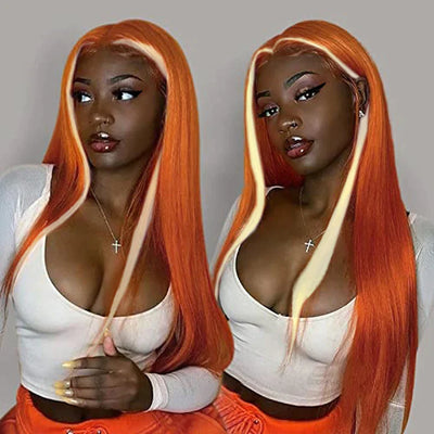 Ginger Blonde Ombre Wigs Straight 13x4 HD Lace Wig