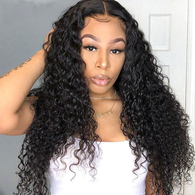 HD Transparent T Part Lace Wig Curly Human Hair Wigs Pre Plucked with Baby Hair