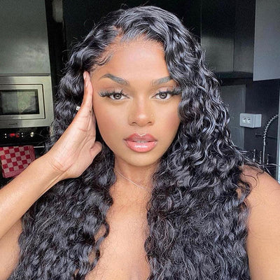 Subella T Part HD Transparent Lace Wig Deep Wave Human Hair Wigs Pre Plucked with Baby Hair