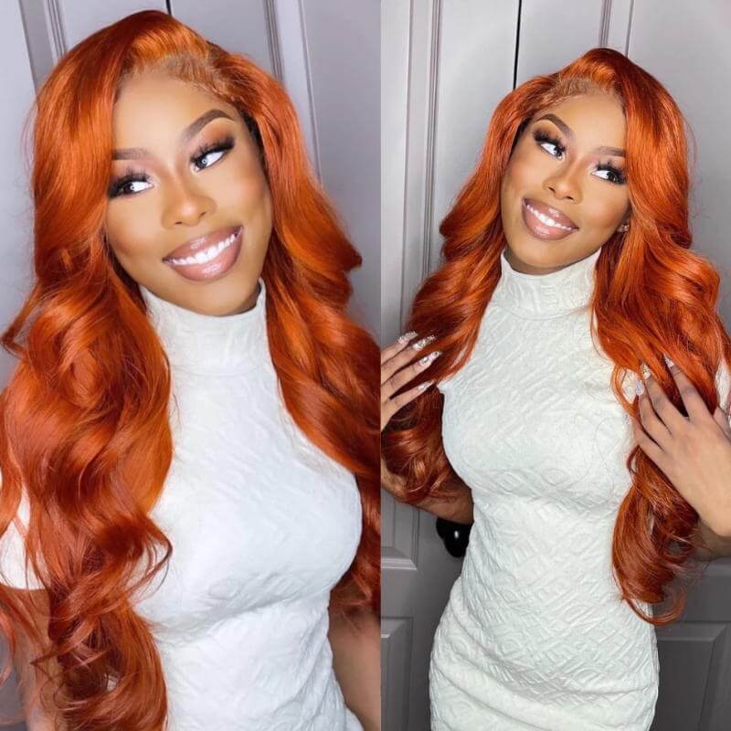 Subella Hair Ginger Color 13x4 HD Lace Front Wig Body Wave Colored Human Hair Wigs