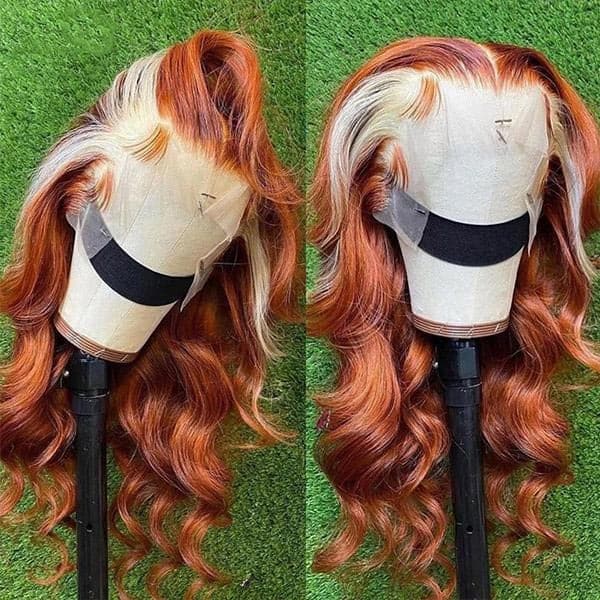 Ginger Blonde Ombre Wigs Body Wave HD Lace Wigs 13x4 Lace Front Human Hair Wigs