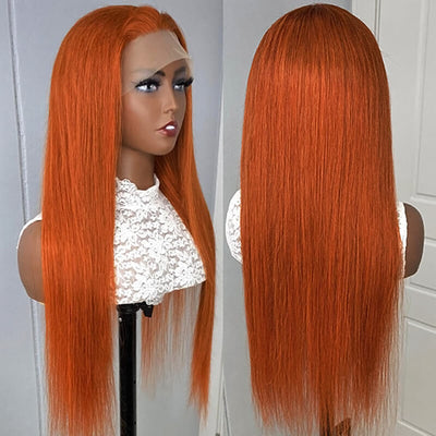 Subella Hair Ginger Color 13x4 HD Lace Front Wig Straight Colored Human Hair Wigs
