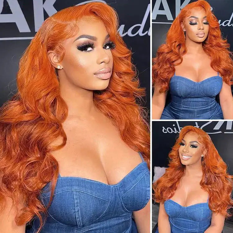 Subella Hair Ginger Color 13x4 HD Lace Front Wig Body Wave Colored Human Hair Wigs