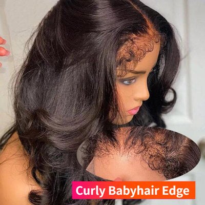 4C Edge Body Wave HD Lace Front Wig With Curly Baby Hair Pre Plucked Natural Hairline Glueless Human Hair Wigs