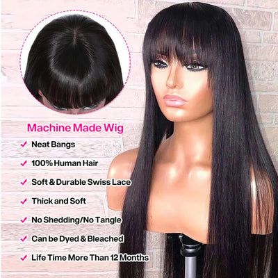Buy 1 Get 1 Free Straight Wigs With Bangs + Water Wave Headband Wig Flash Sale